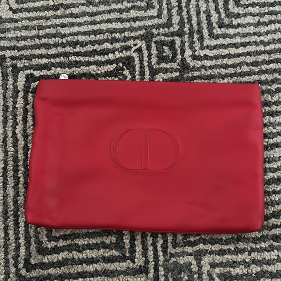 DIOR Valentine’s CD Red & Pink 
Vegan Leather Two-Tone Pouch - Picture 3 of 5